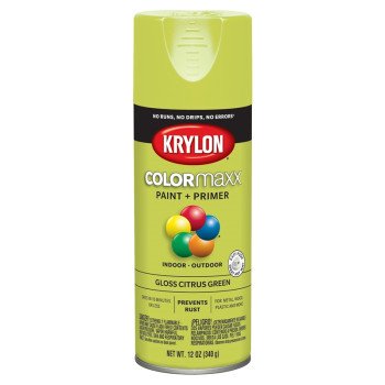 Krylon K05512007 Enamel Spray Paint, Gloss, Citrus Green, 12 oz, Can