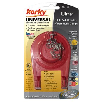 Korky 100FR Toilet Flapper, Rubber, Red