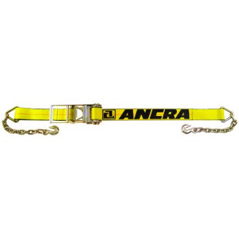 Ancra 500 Series 48987-24 Strap, 3 in W, 27 ft L, Polyester, Yellow, 5400 lb Working Load, Chain Anchor End