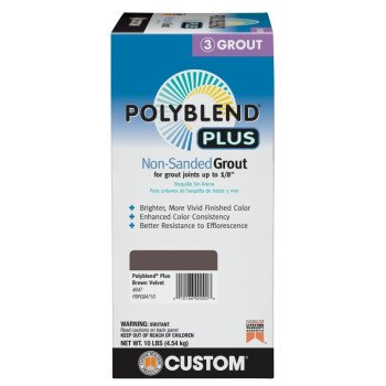 Custom Polyblend PBPG64710 Non-Sanded Grout, Brown Velvet, 10 lb Box