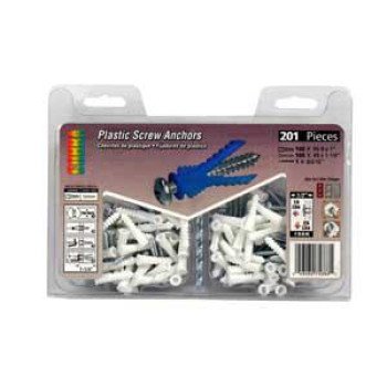 Cobra Anchors 188K Screw Anchor Kit, 1 in L, Plastic, 100 lb