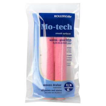 RollerLite Mo-Tech 6MT025D Mini Roller Cover Refill, 1/4 in Thick Nap, 6 in L, Dralon Cover, Pink