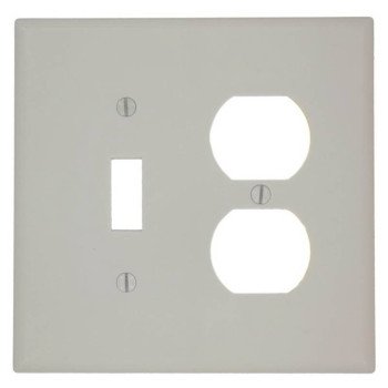 Leviton 80505-T Combination Wallplate, 4-3/8 in L, 3-1/8 in W, Midway, 2 -Gang, Plastic, Light Almond