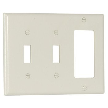 Eaton Wiring Devices 2173LA Combination Wallplate, 4-1/2 in L, 2-3/4 in W, Standard, 3 -Gang, Thermoset