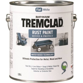 Tremclad 26061WB155 Rust Preventative Paint, Water, Flat, White, 3.78 L, Can