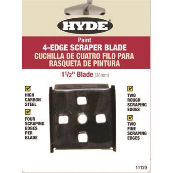 Hyde 11120 Scraper Blade, 4-Edge Blade, 1-1/2 in W Blade, HCS Blade