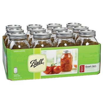 Ball 62000 Mason Jar, Regular Mouth, 1 qt, Glass, 6.9 in H