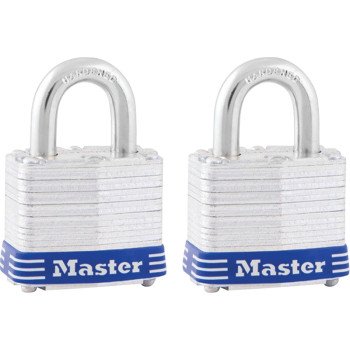 Master Lock 3T Padlock, Keyed Alike Key, 9/32 in Dia Shackle, 3/4 in H Shackle, Steel Shackle, Steel Body, Laminated