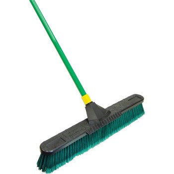 Quickie Bulldozer 638 Multi-Surface Push Broom, 24 in Sweep Face, Polypropylene Fiber Bristle, Steel Handle