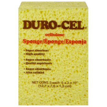 Duro-Cel 03320 Sponge, 5 in L, 3 in W, 1/2 in Thick, Cellulose, Yellow