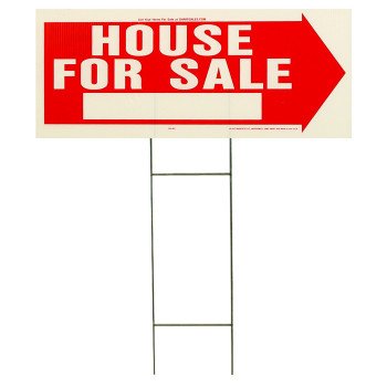 Hy-Ko RS-801 Lawn Sign, House For Sale, White Legend, Plastic, 24 in W x 9-1/2 in H Dimensions