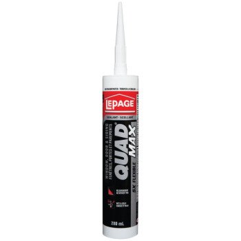 LePage Quad 1869826 Sealant, Brown, 24 hr Curing, 18 to 60 deg C, 280 mL Cartridge