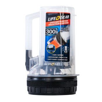 LifeGear 41-3975 Spotlight and Lantern, AA Battery, LED Lamp, 300 Lumens, 20 hr Max Runtime, Clear