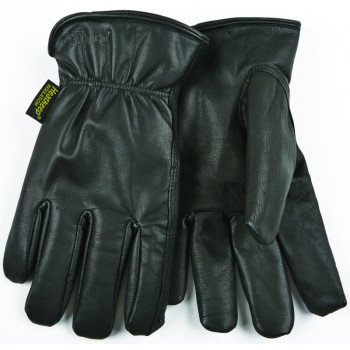 Heatkeep 93HK-M Driver Gloves, Men's, M, 10-1/4 in L, Keystone Thumb, Easy-On Cuff, Goatskin Leather, Black