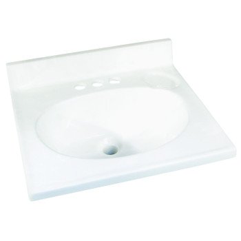 Foremost WS-1719 Vanity Top, 19 in OAL, 17 in OAW, Marble, Solid White, Countertop Edge