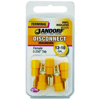 Jandorf 60826 Disconnect Terminal, 12 to 10 AWG Wire, Vinyl Insulation, Copper Contact