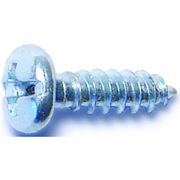 Midwest Fastener 03158 Screw, #6 Thread, Coarse Thread, Pan Head, Phillips, Slotted Drive, Diamond Point, Steel, Zinc, 100/PK