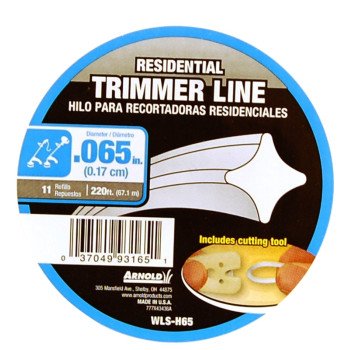 Arnold WLS-H65 Trimmer Line, 0.065 in Dia, 220 ft L, Nylon