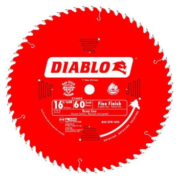 Diablo D1660X Beam Saw Blade, 16-5/16 in Dia, 1 in Arbor, 60-Teeth, Carbide Cutting Edge