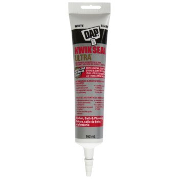 DAP KWIK SEAL ULTRA 74823 Premium Kitchen and Bath Sealant, White, 4 hr Curing, 40 to 100 deg F, 162 mL Tube