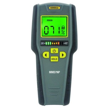 General MMD7NP Moisture Meter, 0 to 53% Softwood, 0 to 35% Hardwood, +/-4 % Accuracy, LCD Display