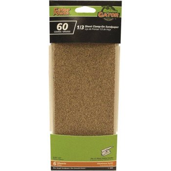 Gator 5043 Sanding Sheet, 3-2/3 in W, 9 in L, 60 Grit, Coarse, Aluminum Oxide Abrasive, Paper Backing