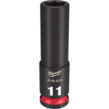 Milwaukee SHOCKWAVE Impact Duty Series 49-66-6153 Deep Impact Socket, 11 mm Socket, 3/8 in Drive, Square Drive, 6-Point