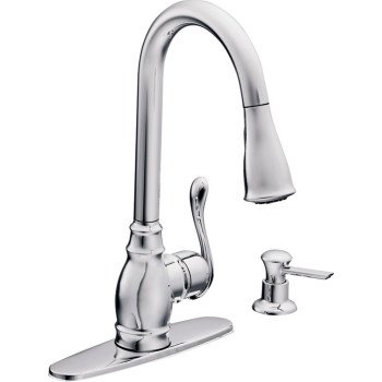 Moen CA87003SRS Kitchen Faucet, 1.5 gpm, 1-Faucet Handle, Metal, Stainless Steel, Deck Mounting, Lever Handle