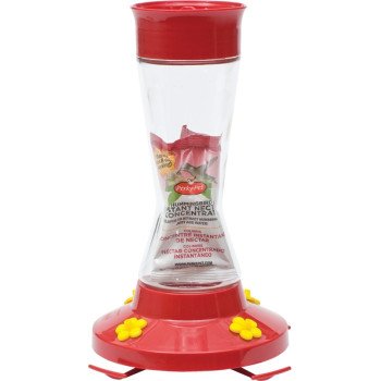 Perky-Pet 210PB Bird Feeder, Pinch Waist, 16 oz, 4-Port/Perch, Hardened Glass/Plastic, Red, 7.1 in H