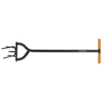 Fiskars 79906935J Garden Tiller, 11 in W, 40 in L, 5 in L Tine, 6-Tine, Steel Handle