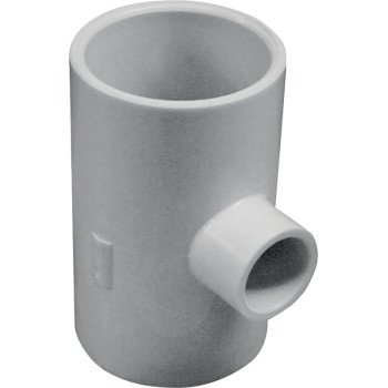 IPEX 435800 Reducing Pipe Tee, 1-1/2 x 1-1/2 x 1/2 in, Slip x Slip x Slip, PVC, White, SCH 40 Schedule