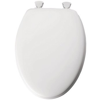 Bemis 144EC-000 Toilet Seat, Elongated, Molded Wood, White, Twist Hinge