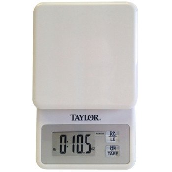 Taylor 3817 Kitchen Scale, 11 lb Capacity, LCD Display, White, g, lb, oz