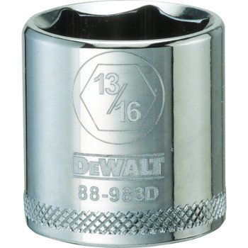 DEWALT DWMT88983OSP Hand Socket, 13/16 in Socket, 3/8 in Drive, 6-Point, Vanadium Steel, Polished Chrome