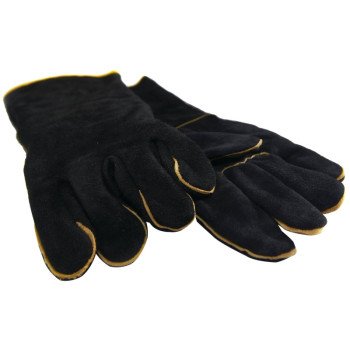 GrillPro 00528 BBQ Gloves, #1, Leather, Black