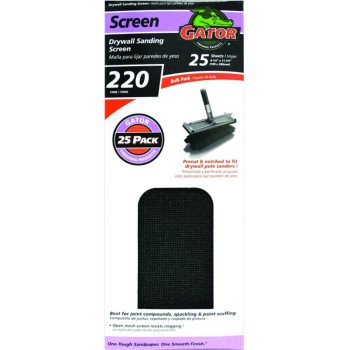 Gator 3300 Sanding Screen, 11 in L, 4-3/8 in W, 220 Grit, Very Fine, Silicone Carbide Abrasive