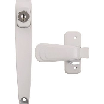 Wright Products VK444-2WH Pushbutton Latch, 3/4 to 2 in Thick Door, For: Out-Swinging Wood/Metal Screen, Storm Doors