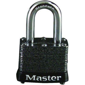 Master Lock 380T Padlock, Keyed Alike Key, 9/32 in Dia Shackle, 1-1/8 in H Shackle, Steel Shackle, Steel Body, Laminated