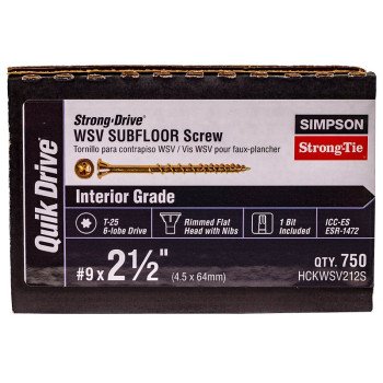 Simpson Strong-Tie Strong-Drive HCKWSV212S Collated Screw, #9 Thread, 2-1/2 in L, Rimmed Flat Head, Zinc Plated