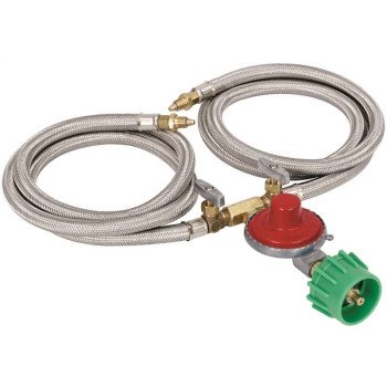 Bayou Classic M2HPH Hose and Regulator Kit, 1/8 in Connection, 36 in L Hose, Stainless Steel