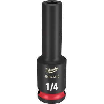 Milwaukee SHOCKWAVE Impact Duty Series 49-66-6115 Deep Impact Socket, 1/4 in Socket, 3/8 in Drive, Square Drive