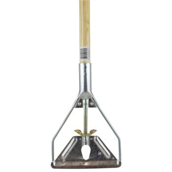 Zephyr 16089 Janitor Mop Stick, 54 in L, Wing Nut Screw Clamp, Lacquered Wood/Metal, Silver