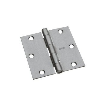 National Hardware N830-239 Square Corner Door Hinge, 3-1/2 in H Frame Leaf, Steel, Satin Chrome, Full-Mortise Mounting