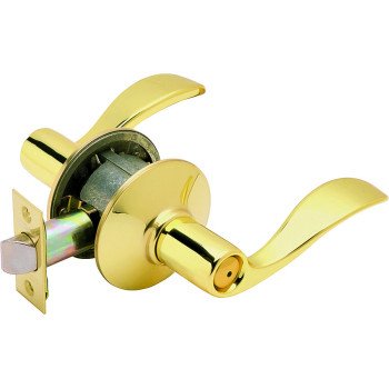 Schlage F Series F40V ACC 605 Privacy Lever, Mechanical Lock, Bright Brass, Metal, Residential, 2 Grade