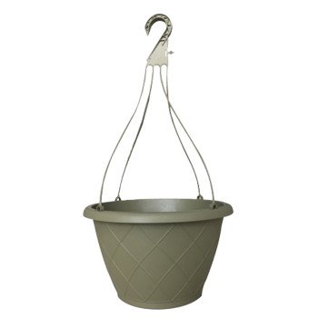 Southern Patio HH1224OG Weave Hanging Basket, Poly Resin, Olive Green