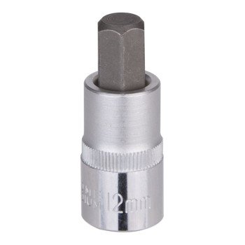 Vulcan 3506011813 Hex Bit Socket, 12 mm Tip, 1/2 in Drive, Chrome, 2-1/2 in OAL