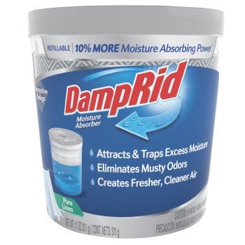 DampRid FG01PLSB Refillable Moisture Absorber, 11 oz Tub, Solid, Pure Linen