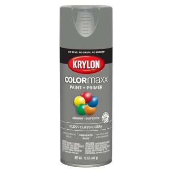 Krylon K05513007 Enamel Spray Paint, Gloss, Classic Gray, 12 oz, Can