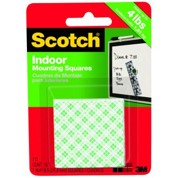 Scotch 111-24 Mounting Square, 1 in L, 1 in W, White