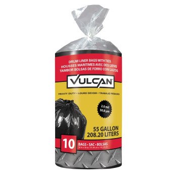 Vulcan FG-03812-09 Drum Liner, 55 gal, Poly, Black